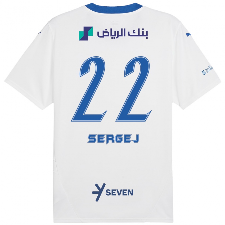 Heren Sergej Milinkovic-Savic #22 Wit Blauw Uitshirt Uittenue 2024/25 T-Shirt België