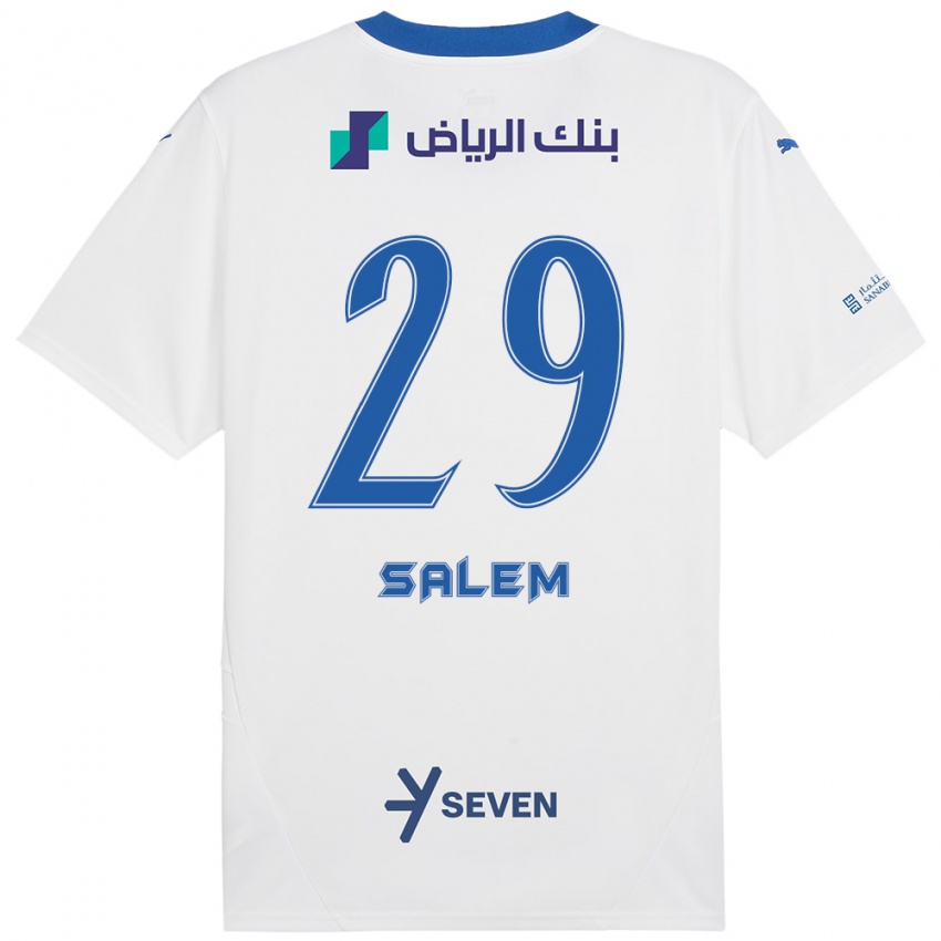 Homme Maillot Salem Al-Dawsari #29 Blanc Bleu Tenues Extérieur 2024/25 T-Shirt Belgique