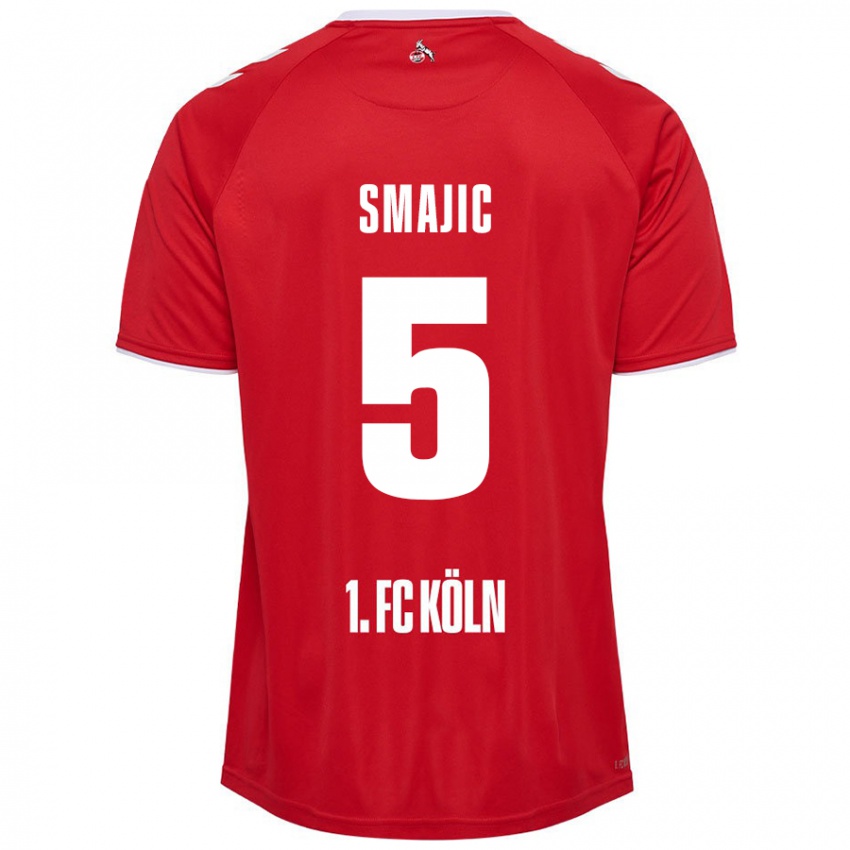 Homme Maillot Rijad Smajic #5 Rouge Blanc Tenues Extérieur 2024/25 T-Shirt Belgique