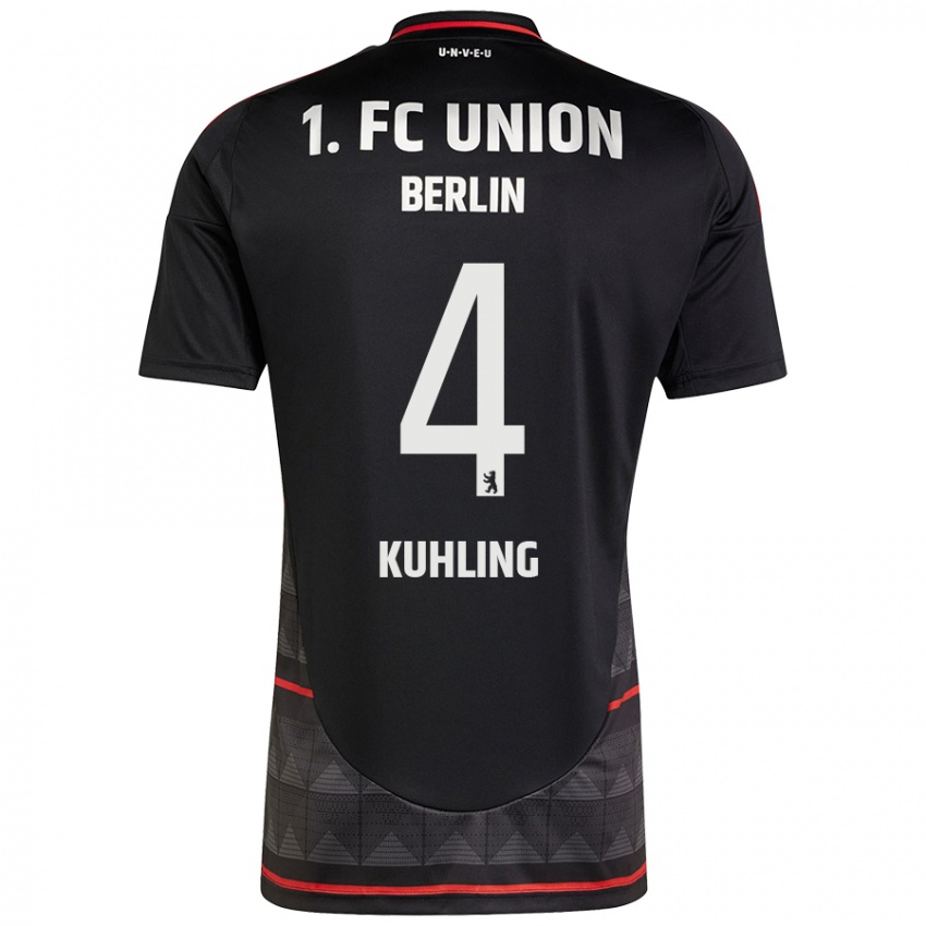 Herren Ole Kühling #4 Schwarz Auswärtstrikot Trikot 2024/25 T-Shirt Belgien