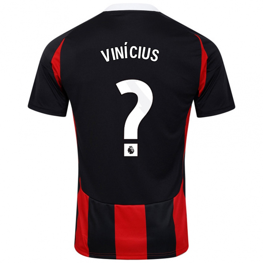 Heren Carlos Vinícius #0 Zwart Rood Uitshirt Uittenue 2024/25 T-Shirt België