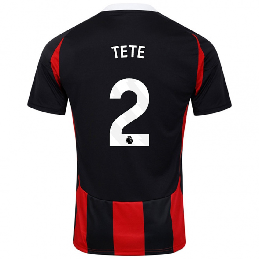 Heren Kenny Tete #2 Zwart Rood Uitshirt Uittenue 2024/25 T-Shirt België