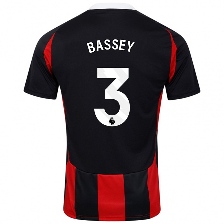 Heren Calvin Bassey #3 Zwart Rood Uitshirt Uittenue 2024/25 T-Shirt België