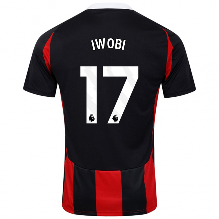 Heren Alex Iwobi #17 Zwart Rood Uitshirt Uittenue 2024/25 T-Shirt België