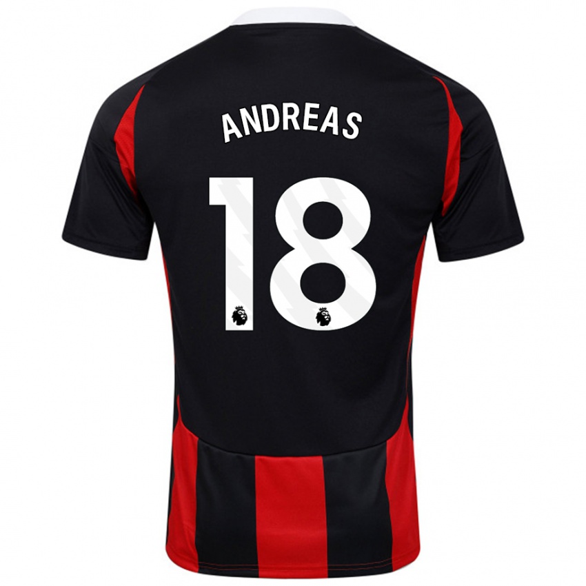 Heren Andreas Pereira #18 Zwart Rood Uitshirt Uittenue 2024/25 T-Shirt België