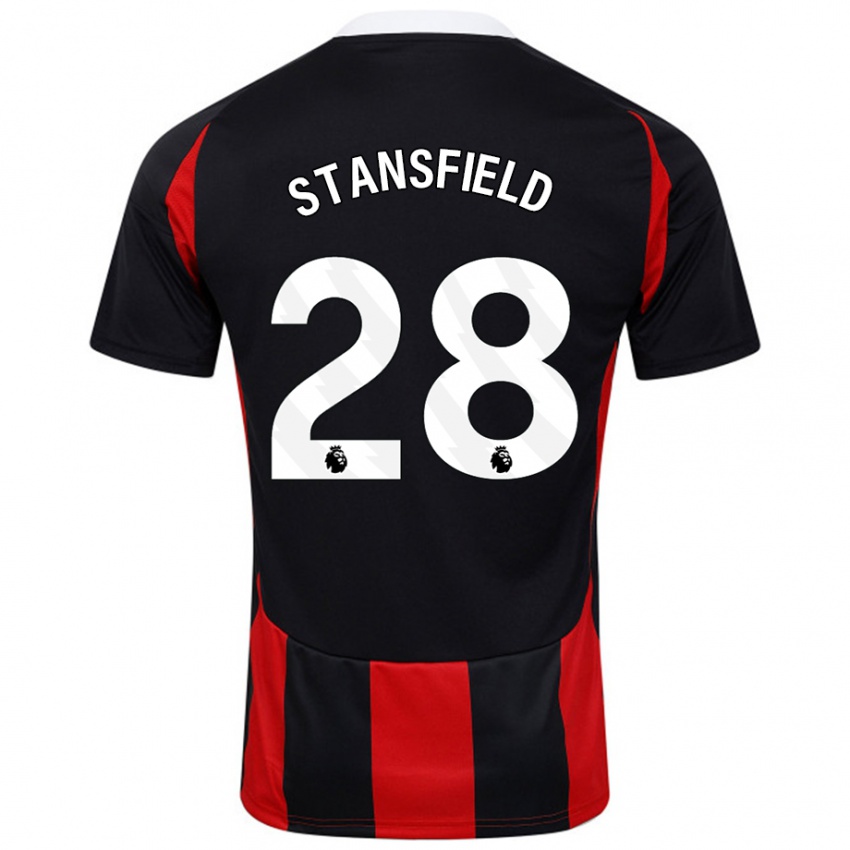 Heren Jay Stansfield #28 Zwart Rood Uitshirt Uittenue 2024/25 T-Shirt België