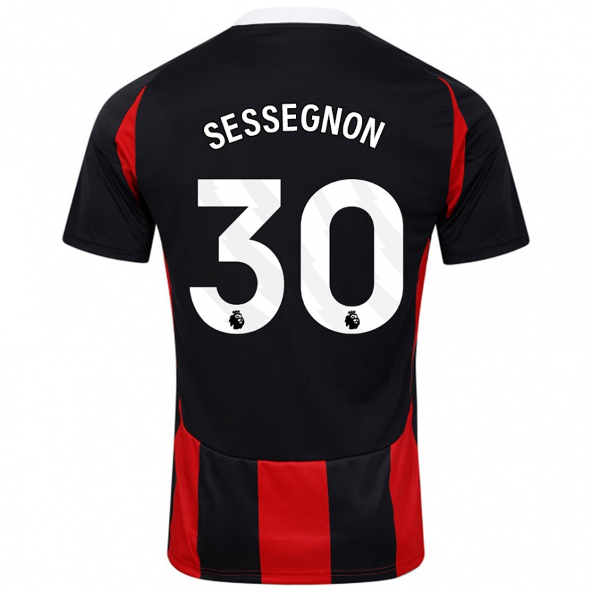 Heren Ryan Sessegnon #30 Zwart Rood Uitshirt Uittenue 2024/25 T-Shirt België