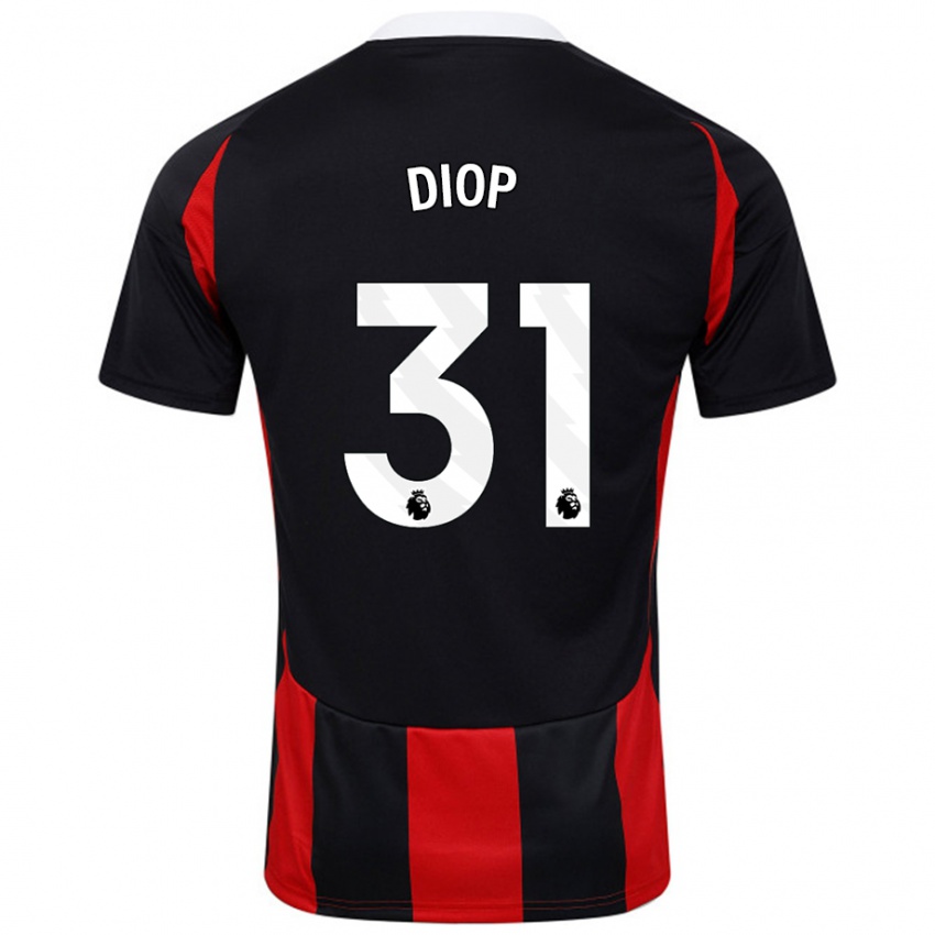 Heren Issa Diop #31 Zwart Rood Uitshirt Uittenue 2024/25 T-Shirt België