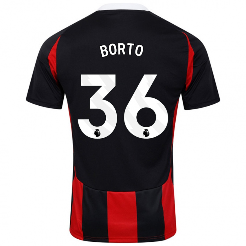 Heren Alex Borto #36 Zwart Rood Uitshirt Uittenue 2024/25 T-Shirt België