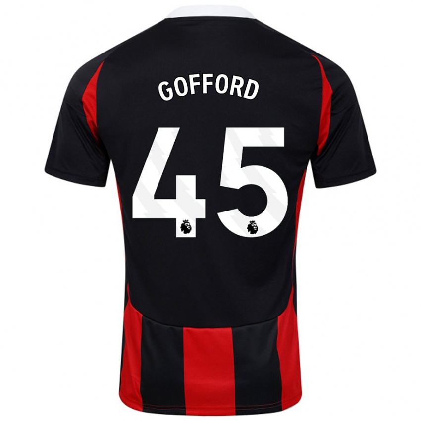 Heren Oliver Gofford #45 Zwart Rood Uitshirt Uittenue 2024/25 T-Shirt België