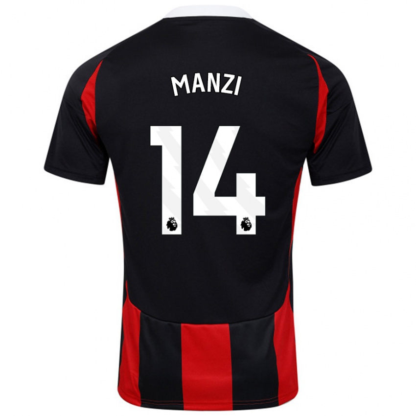 Heren Sophie Manzi #14 Zwart Rood Uitshirt Uittenue 2024/25 T-Shirt België