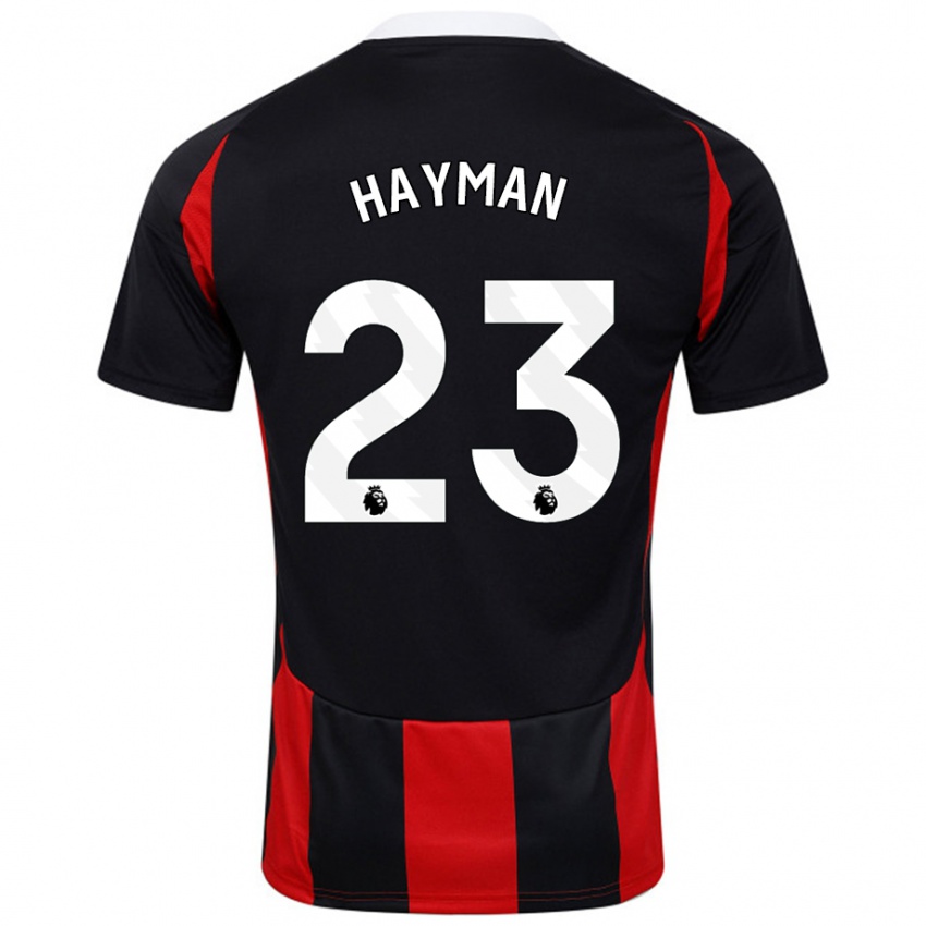 Heren Alex Hayman #23 Zwart Rood Uitshirt Uittenue 2024/25 T-Shirt België