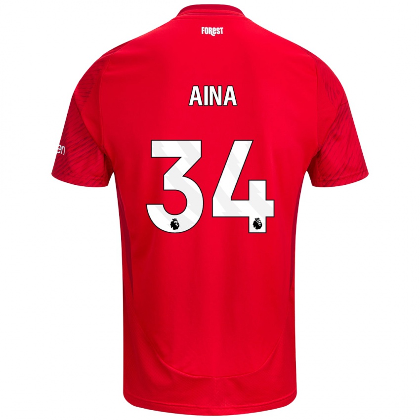 Femme Maillot Ola Aina #34 Rouge Blanc Tenues Domicile 2024/25 T-Shirt Belgique