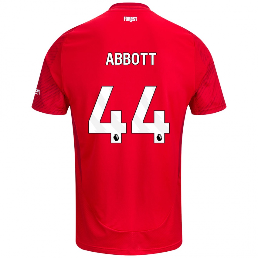 Femme Maillot Zach Abbott #44 Rouge Blanc Tenues Domicile 2024/25 T-Shirt Belgique