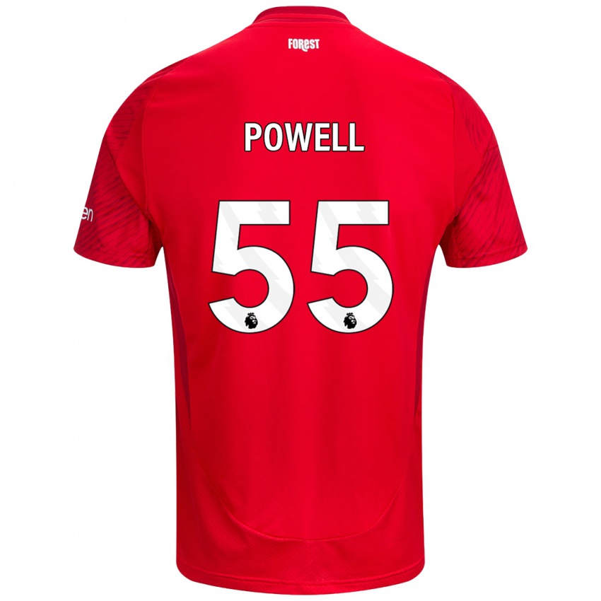 Femme Maillot Josh Powell #55 Rouge Blanc Tenues Domicile 2024/25 T-Shirt Belgique