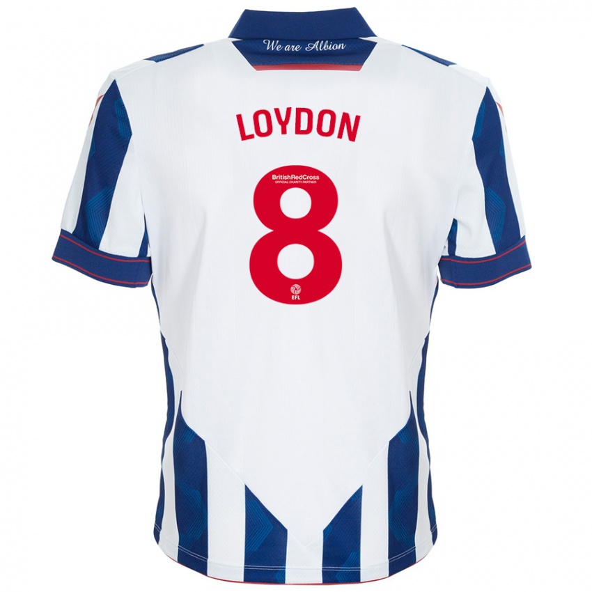 Dames Abi Loydon #8 Wit Donkerblauw Thuisshirt Thuistenue 2024/25 T-Shirt België