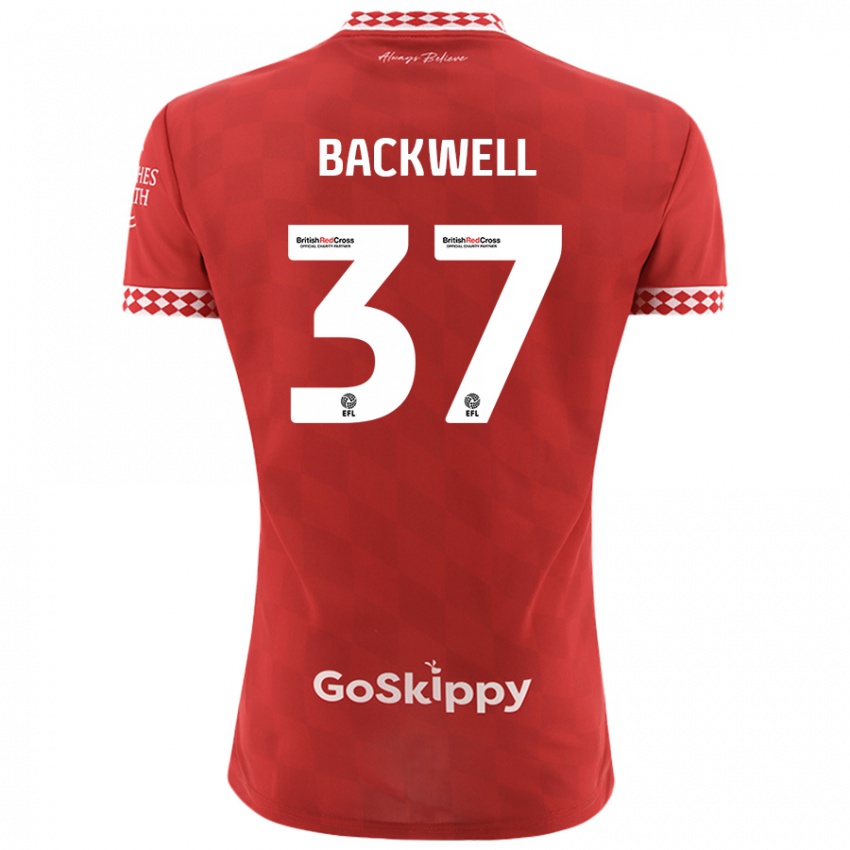 Dames Tommy Backwell #37 Rood Thuisshirt Thuistenue 2024/25 T-Shirt België