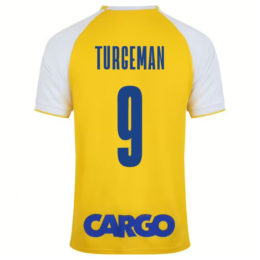 Dames Dor Turgeman #9 Geel Wit Thuisshirt Thuistenue 2024/25 T-Shirt België