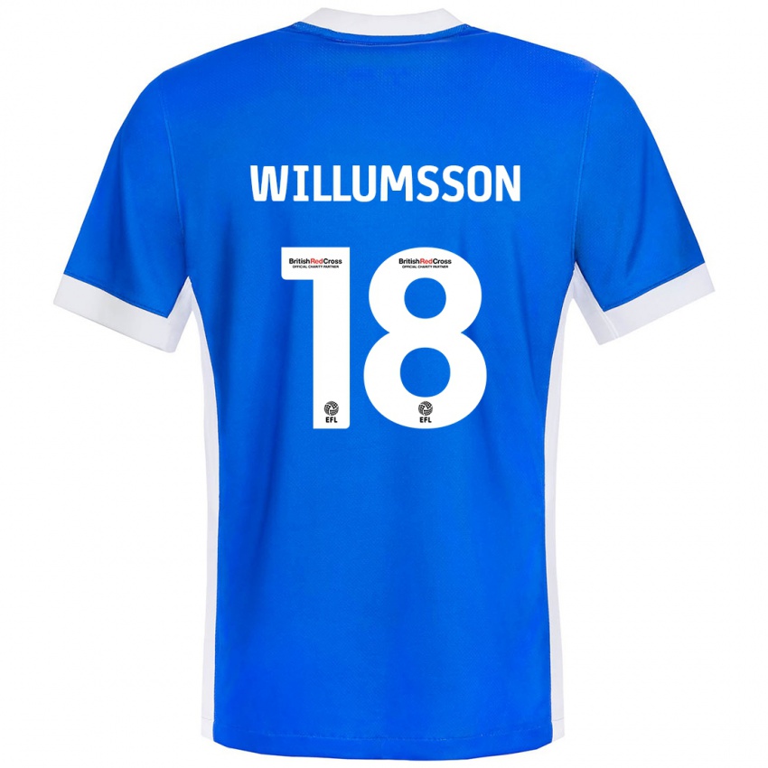 Femme Maillot Willum Thór Willumsson #18 Bleu Blanc Tenues Domicile 2024/25 T-Shirt Belgique