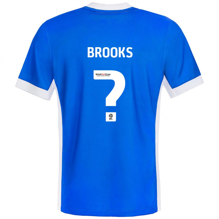 Femme Maillot Kobi Brooks #0 Bleu Blanc Tenues Domicile 2024/25 T-Shirt Belgique