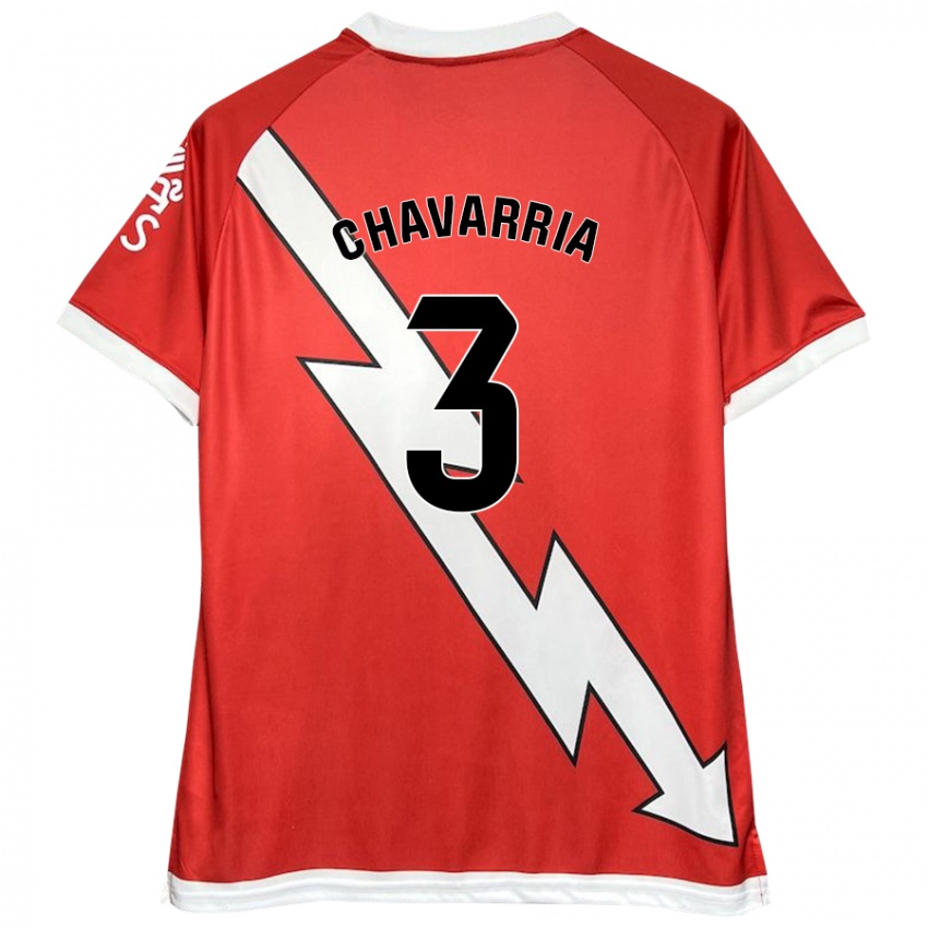 Femme Maillot Pep Chavarría #3 Blanc Rouge Tenues Domicile 2024/25 T-Shirt Belgique