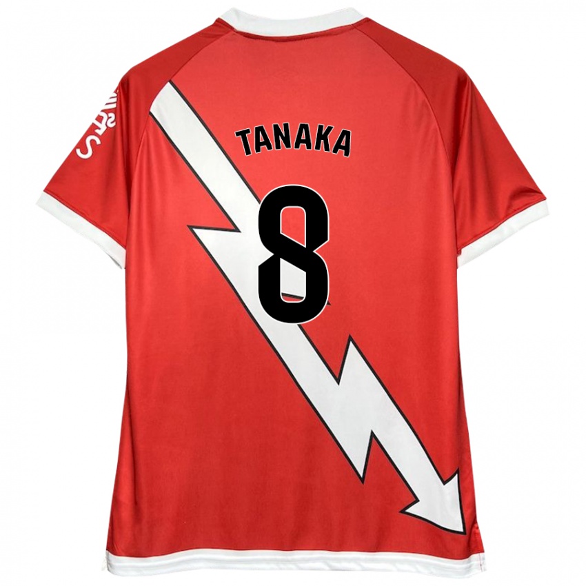 Femme Maillot Yoko Tanaka #8 Blanc Rouge Tenues Domicile 2024/25 T-Shirt Belgique