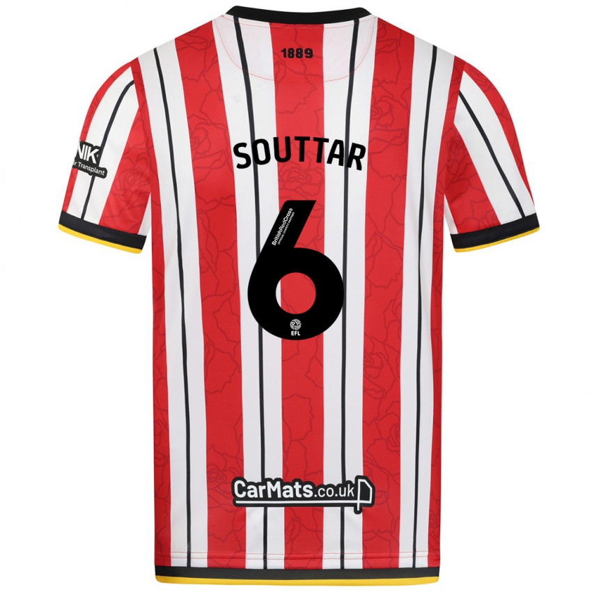 Dames Harry Souttar #6 Rood Witte Strepen Thuisshirt Thuistenue 2024/25 T-Shirt België