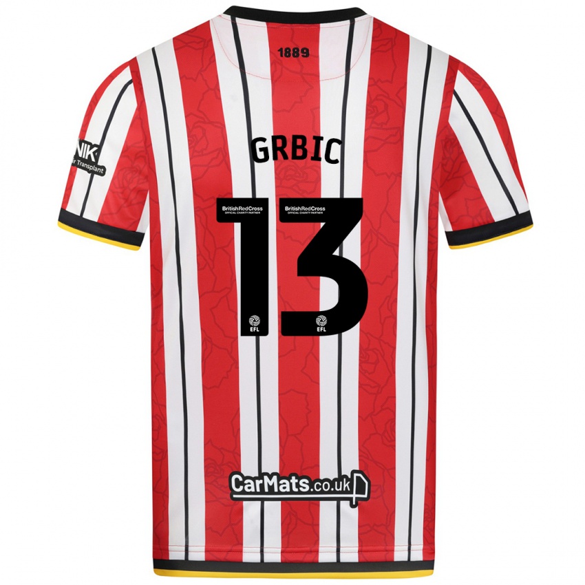 Dames Ivo Grbic #13 Rood Witte Strepen Thuisshirt Thuistenue 2024/25 T-Shirt België