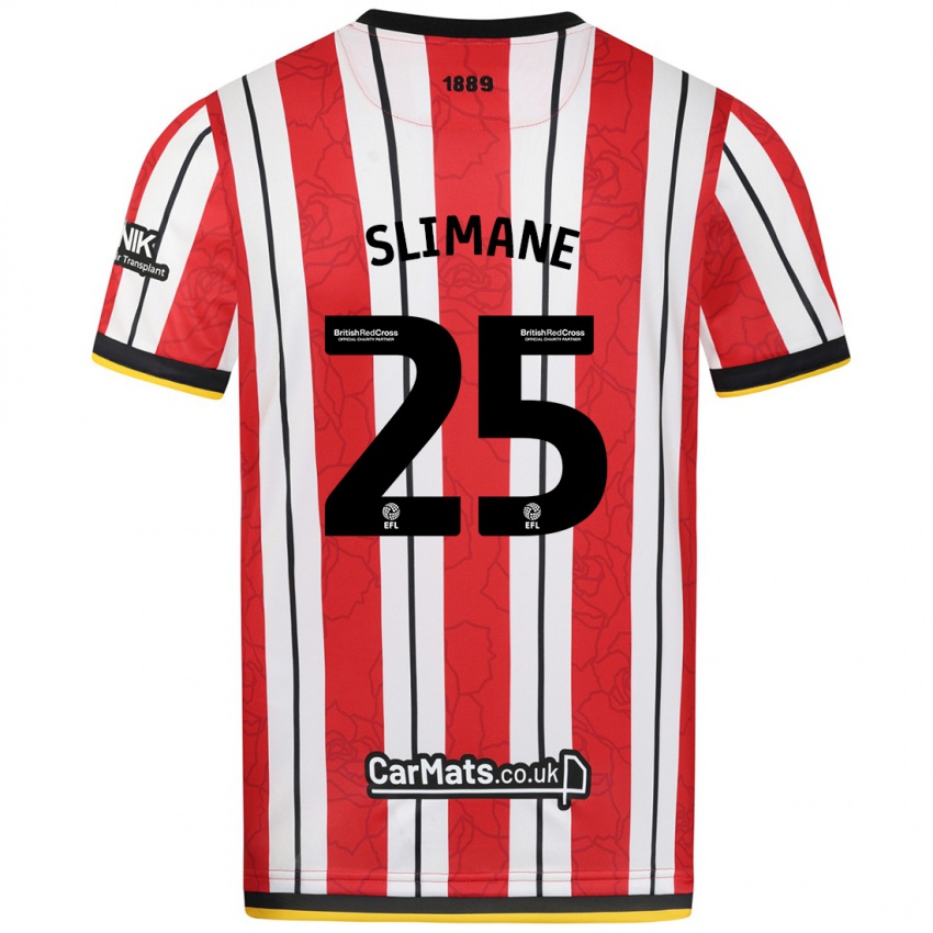 Dames Anis Slimane #25 Rood Witte Strepen Thuisshirt Thuistenue 2024/25 T-Shirt België