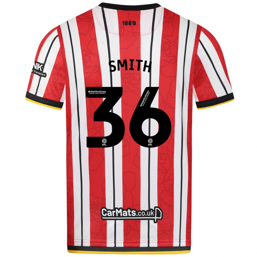 Dames Joshua Smith #36 Rood Witte Strepen Thuisshirt Thuistenue 2024/25 T-Shirt België