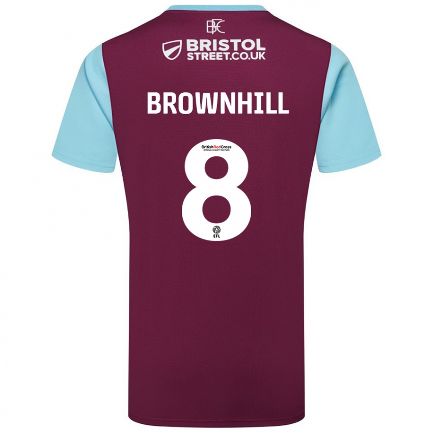 Dames Josh Brownhill #8 Bordeauxrood Hemelsblauw Thuisshirt Thuistenue 2024/25 T-Shirt België