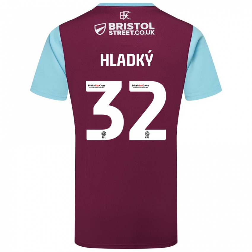 Dames Vaclav Hladky #32 Bordeauxrood Hemelsblauw Thuisshirt Thuistenue 2024/25 T-Shirt België