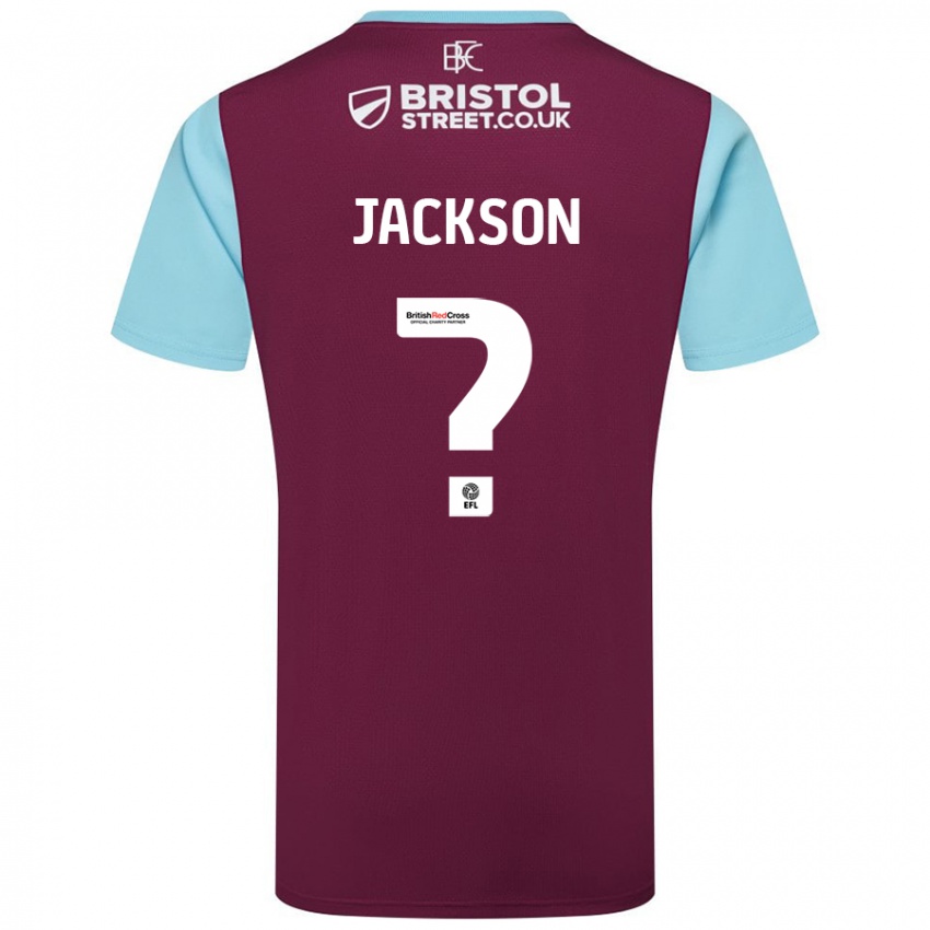 Dames Luca Jackson #0 Bordeauxrood Hemelsblauw Thuisshirt Thuistenue 2024/25 T-Shirt België