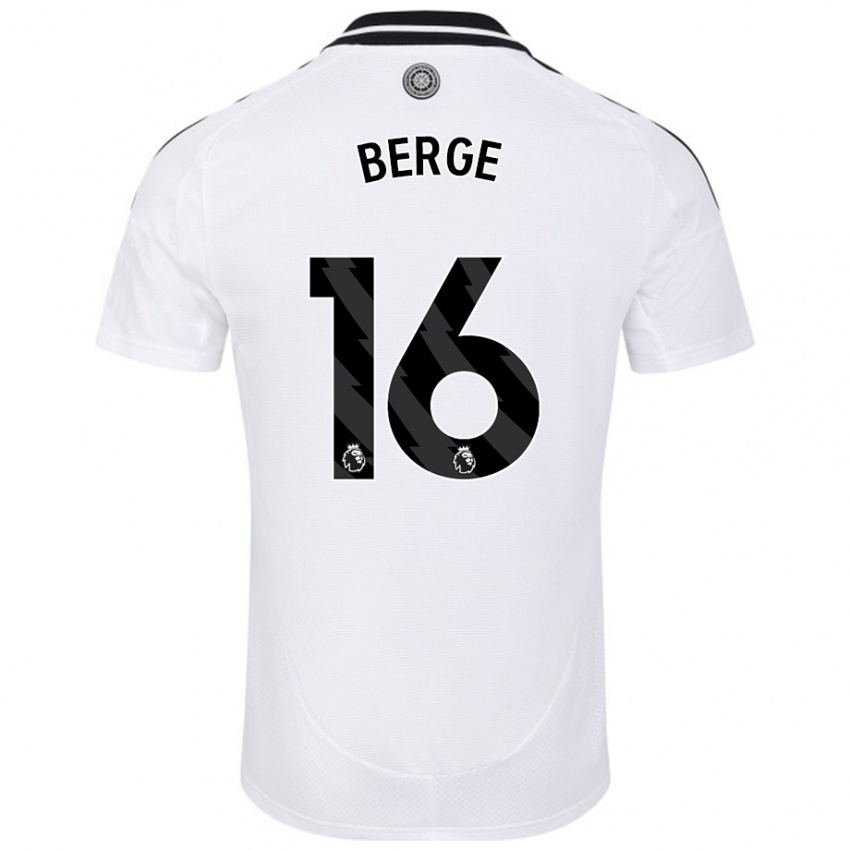 Femme Maillot Sander Berge #16 Blanc Tenues Domicile 2024/25 T-Shirt Belgique