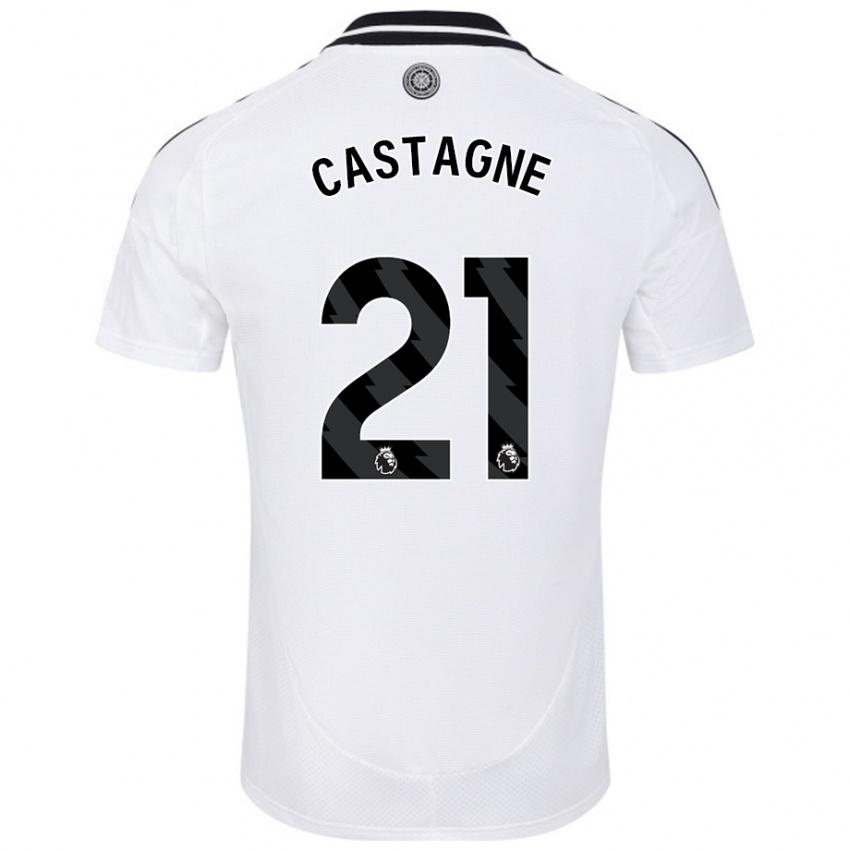 Femme Maillot Timothy Castagne #21 Blanc Tenues Domicile 2024/25 T-Shirt Belgique