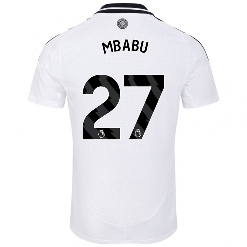 Femme Maillot Kevin Mbabu #27 Blanc Tenues Domicile 2024/25 T-Shirt Belgique