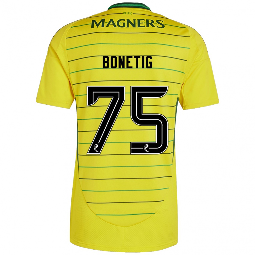 Dames Liam Bonetig #75 Geel Uitshirt Uittenue 2024/25 T-Shirt België