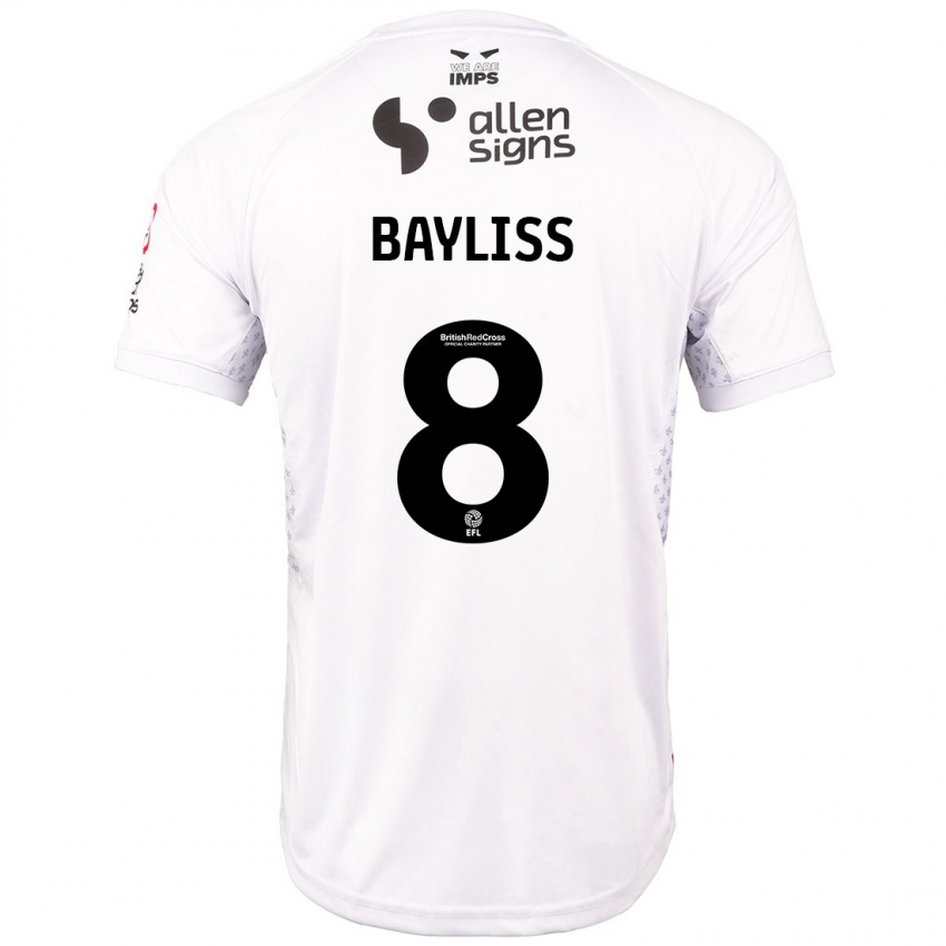 Dames Tom Bayliss #8 Rood Wit Uitshirt Uittenue 2024/25 T-Shirt België