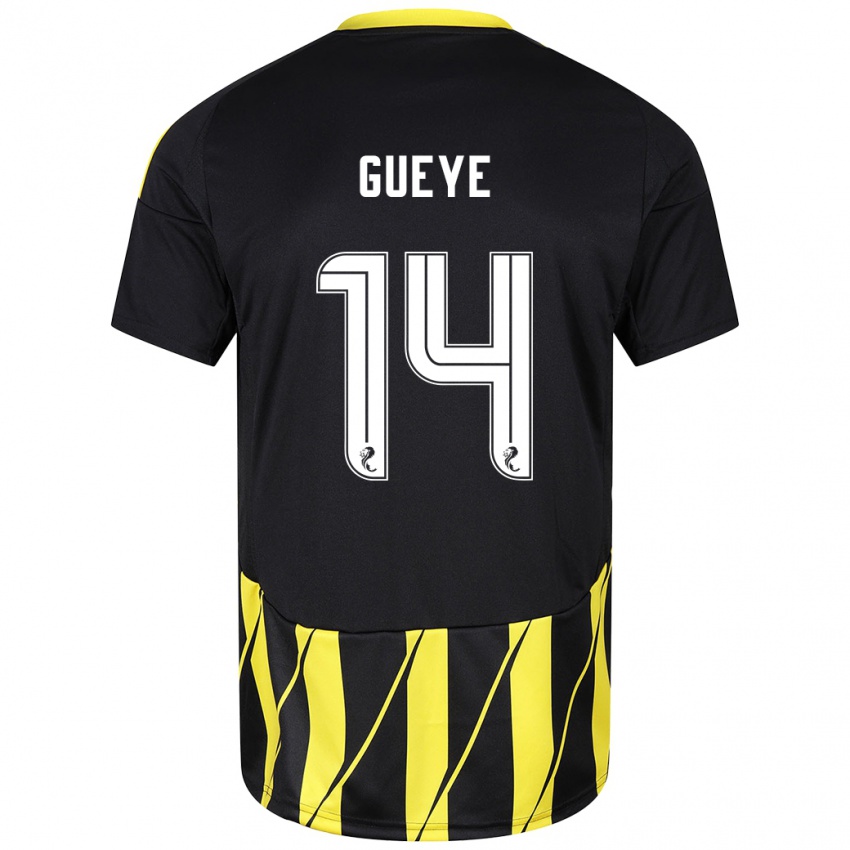 Damen Pape Habib Gueye #14 Schwarz Gelb Auswärtstrikot Trikot 2024/25 T-Shirt Belgien