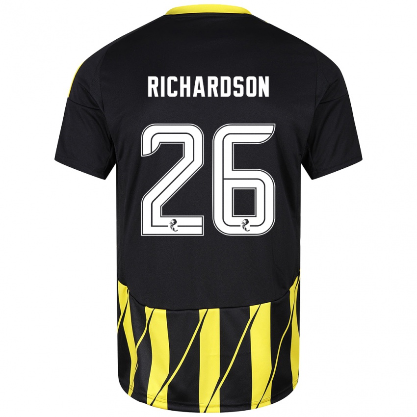 Dames Jayden Richardson #26 Zwart Geel Uitshirt Uittenue 2024/25 T-Shirt België