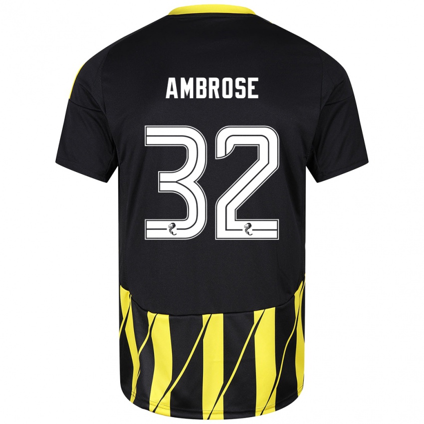 Dames Peter Ambrose #32 Zwart Geel Uitshirt Uittenue 2024/25 T-Shirt België