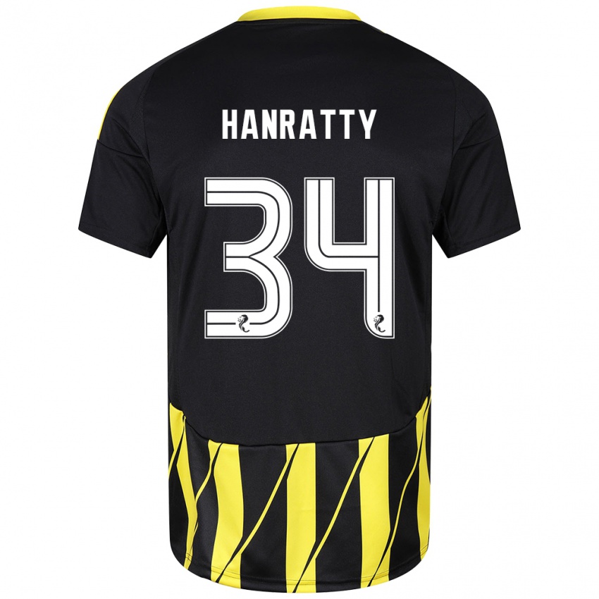 Dames Kevin Hanratty #34 Zwart Geel Uitshirt Uittenue 2024/25 T-Shirt België