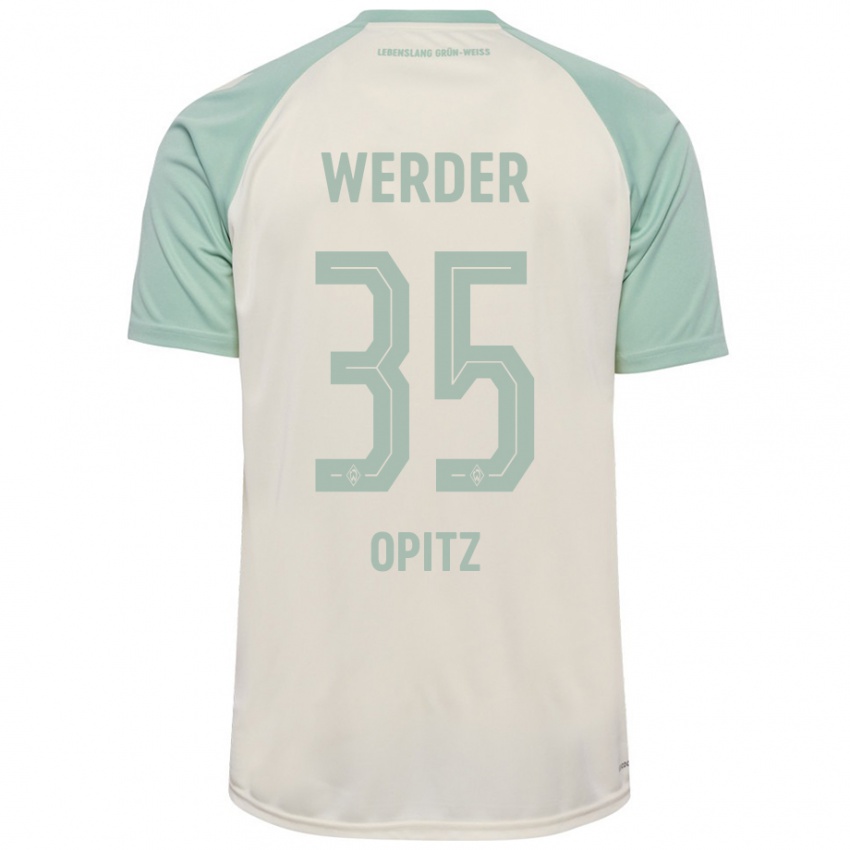 Femme Maillot Leon Opitz #35 Blanc Cassé Vert Clair Tenues Extérieur 2024/25 T-Shirt Belgique