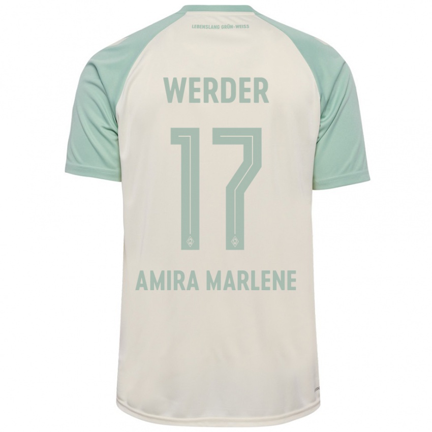 Femme Maillot Amira Marlene Dahl #17 Blanc Cassé Vert Clair Tenues Extérieur 2024/25 T-Shirt Belgique