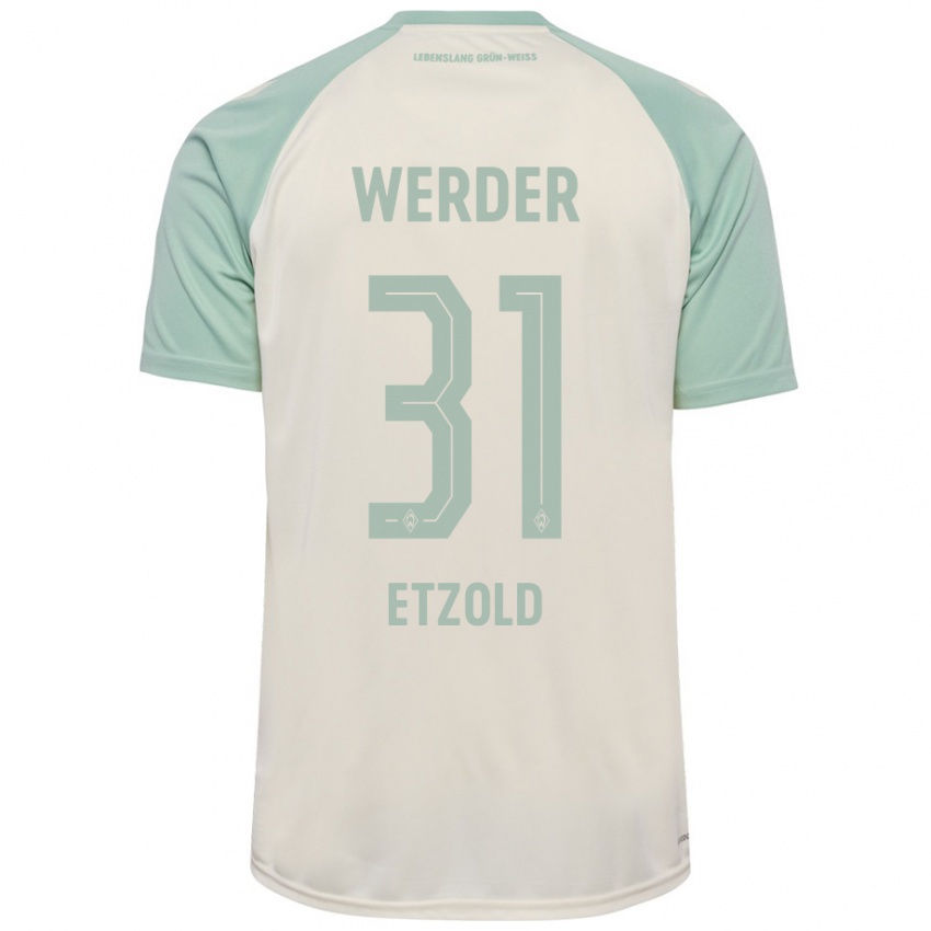 Femme Maillot Hannah Etzold #31 Blanc Cassé Vert Clair Tenues Extérieur 2024/25 T-Shirt Belgique