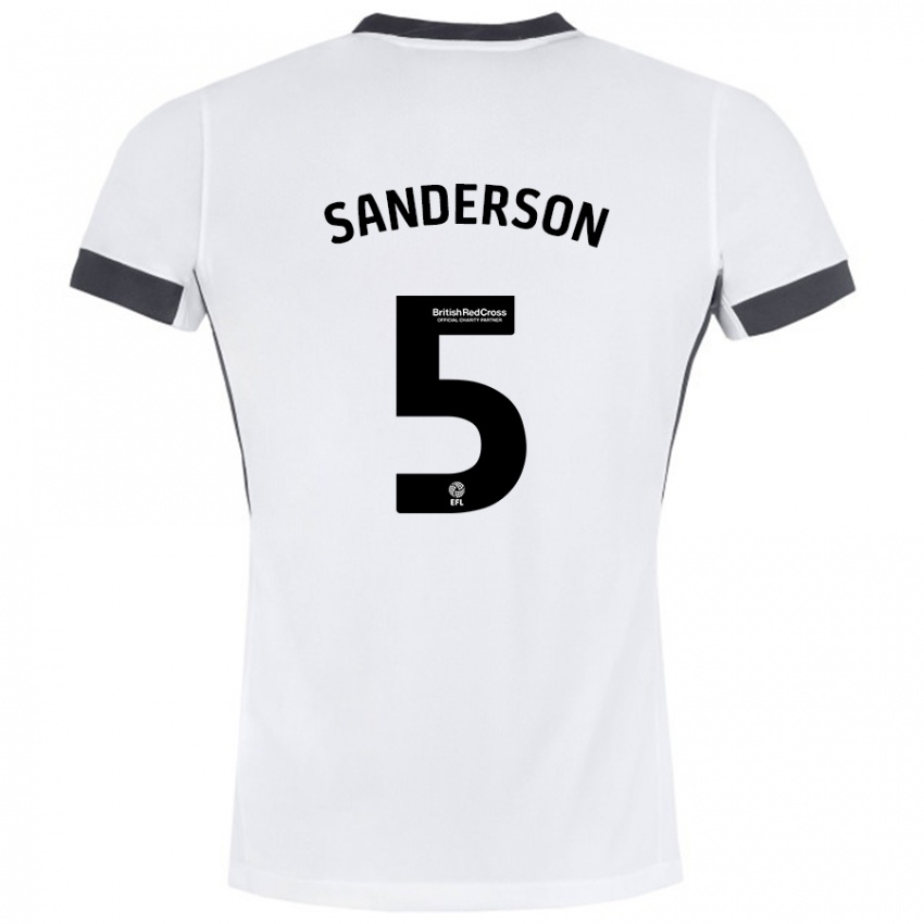 Damen Dion Sanderson #5 Weiß Schwarz Auswärtstrikot Trikot 2024/25 T-Shirt Belgien