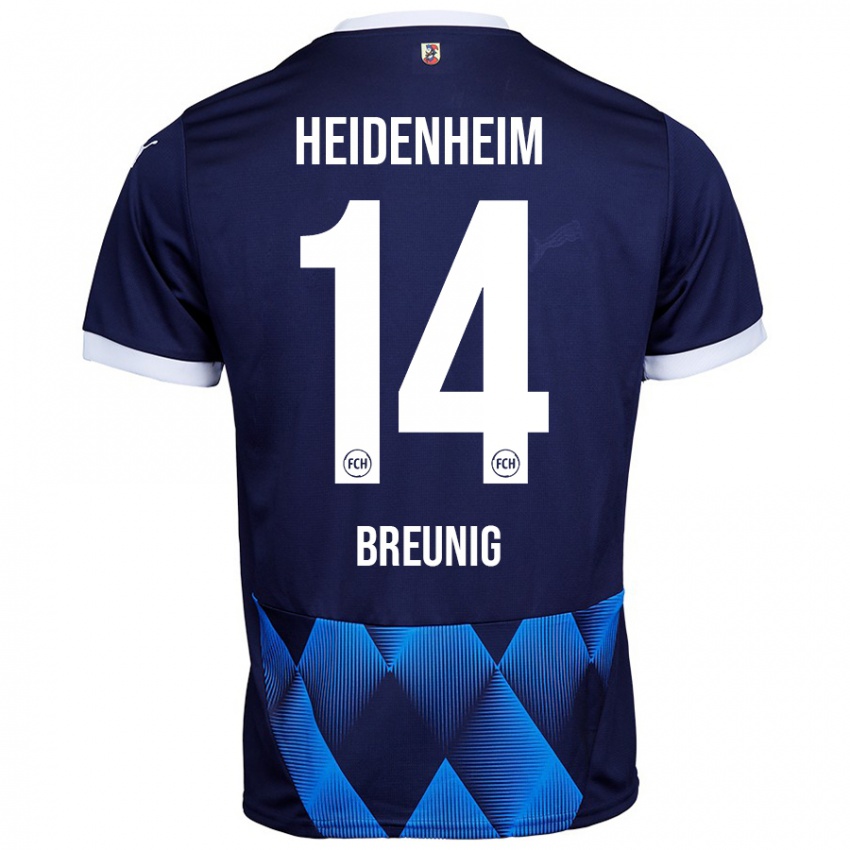 Femme Maillot Maximilian Breunig #14 Bleu Marine Foncé Tenues Extérieur 2024/25 T-Shirt Belgique