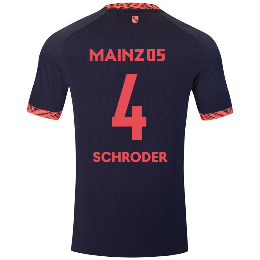 Dames Lara Schröder #4 Blauw Koraalrood Uitshirt Uittenue 2024/25 T-Shirt België