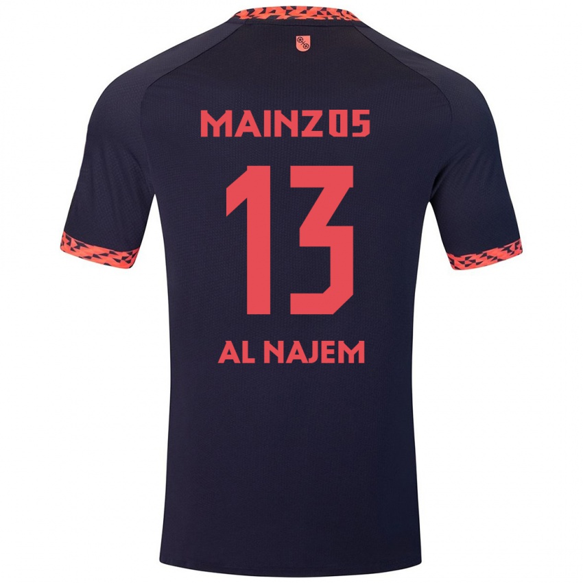 Dames Salma Al Najem #13 Blauw Koraalrood Uitshirt Uittenue 2024/25 T-Shirt België