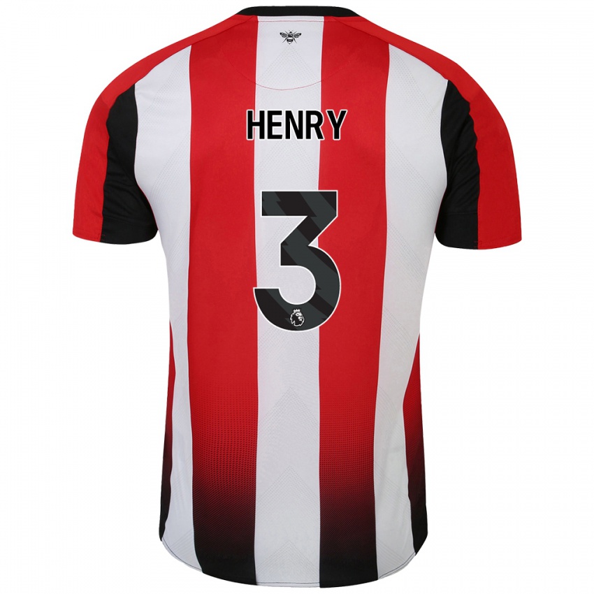 Enfant Maillot Rico Henry #3 Rouge Blanc Tenues Domicile 2024/25 T-Shirt Belgique